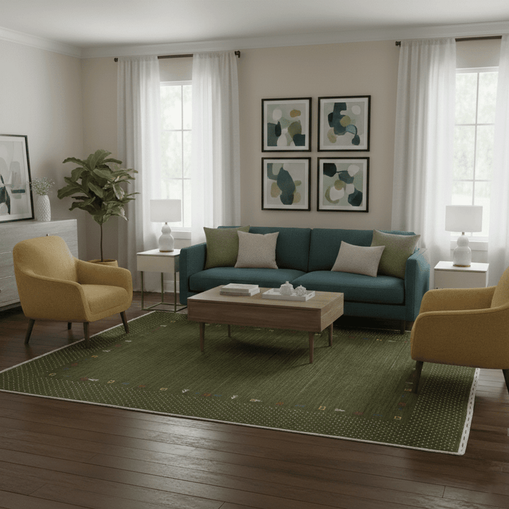 Tribal Border Design Hand Loomed Wool Area Rug - The Rug Decor