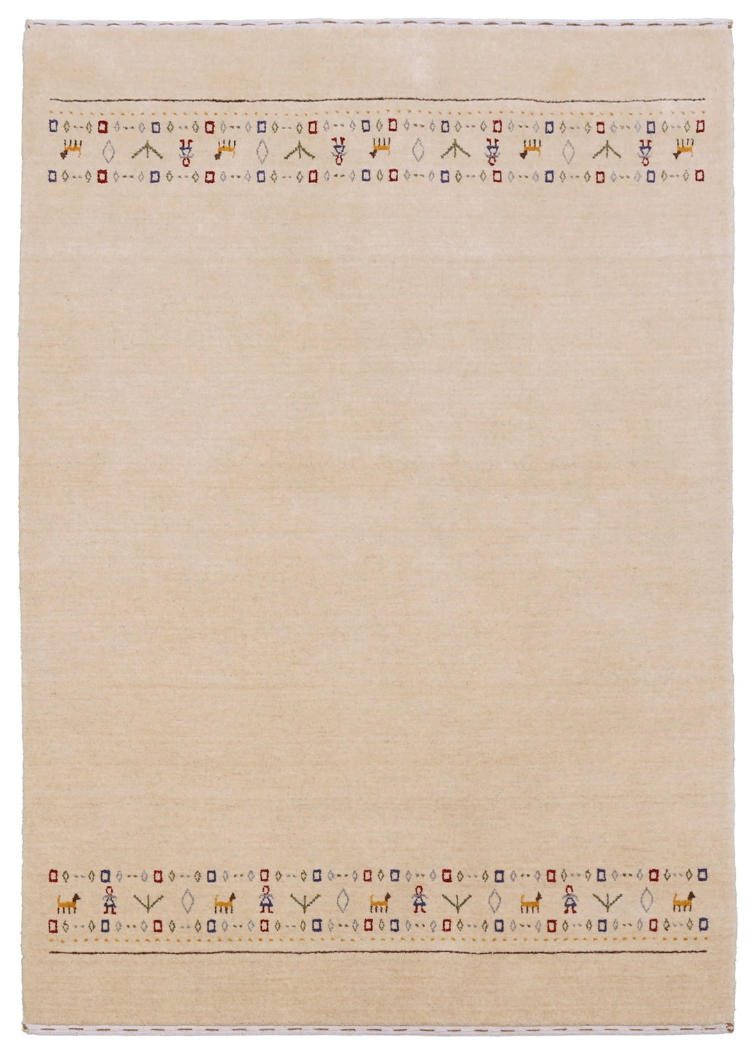 Tribal Border Ivory Design Hand Loomed Wool Area Rug - The Rug Decor