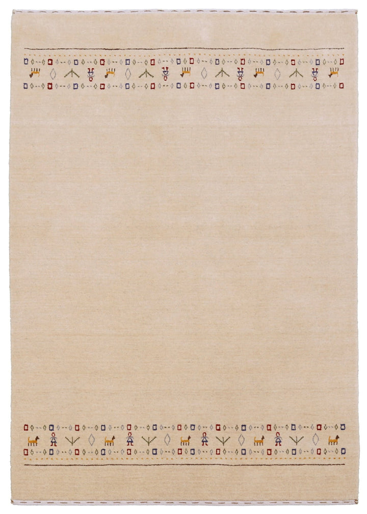 Tribal Border Ivory Design Hand Loomed Wool Area Rug - The Rug Decor