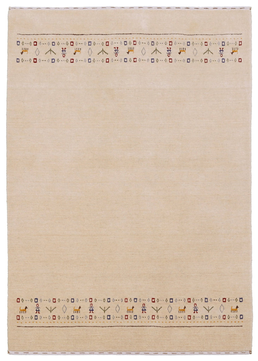 Tribal Border Ivory Design Hand Loomed Wool Area Rug - The Rug Decor