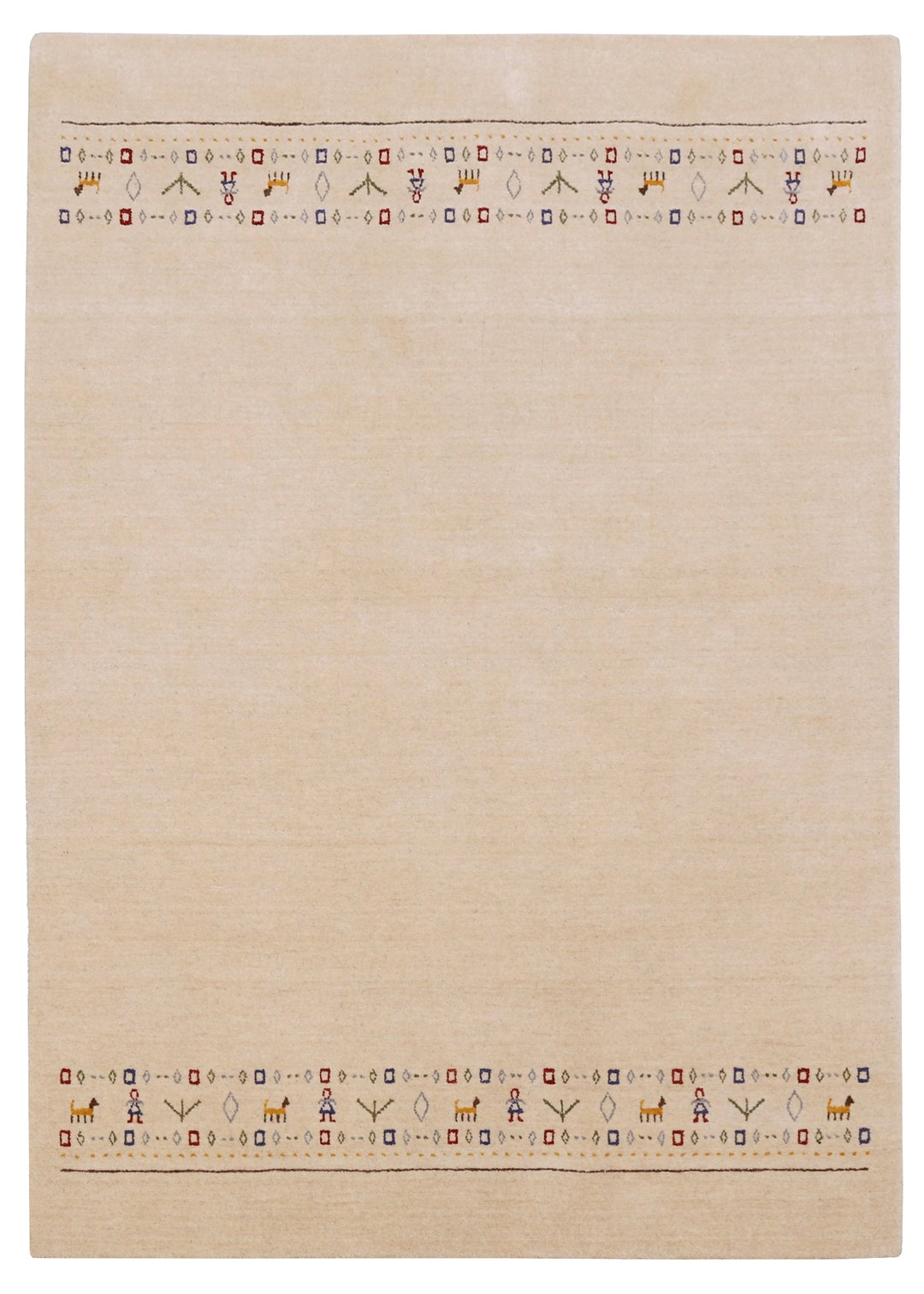 Tribal Border Ivory Design Hand Loomed Wool Area Rug - The Rug Decor