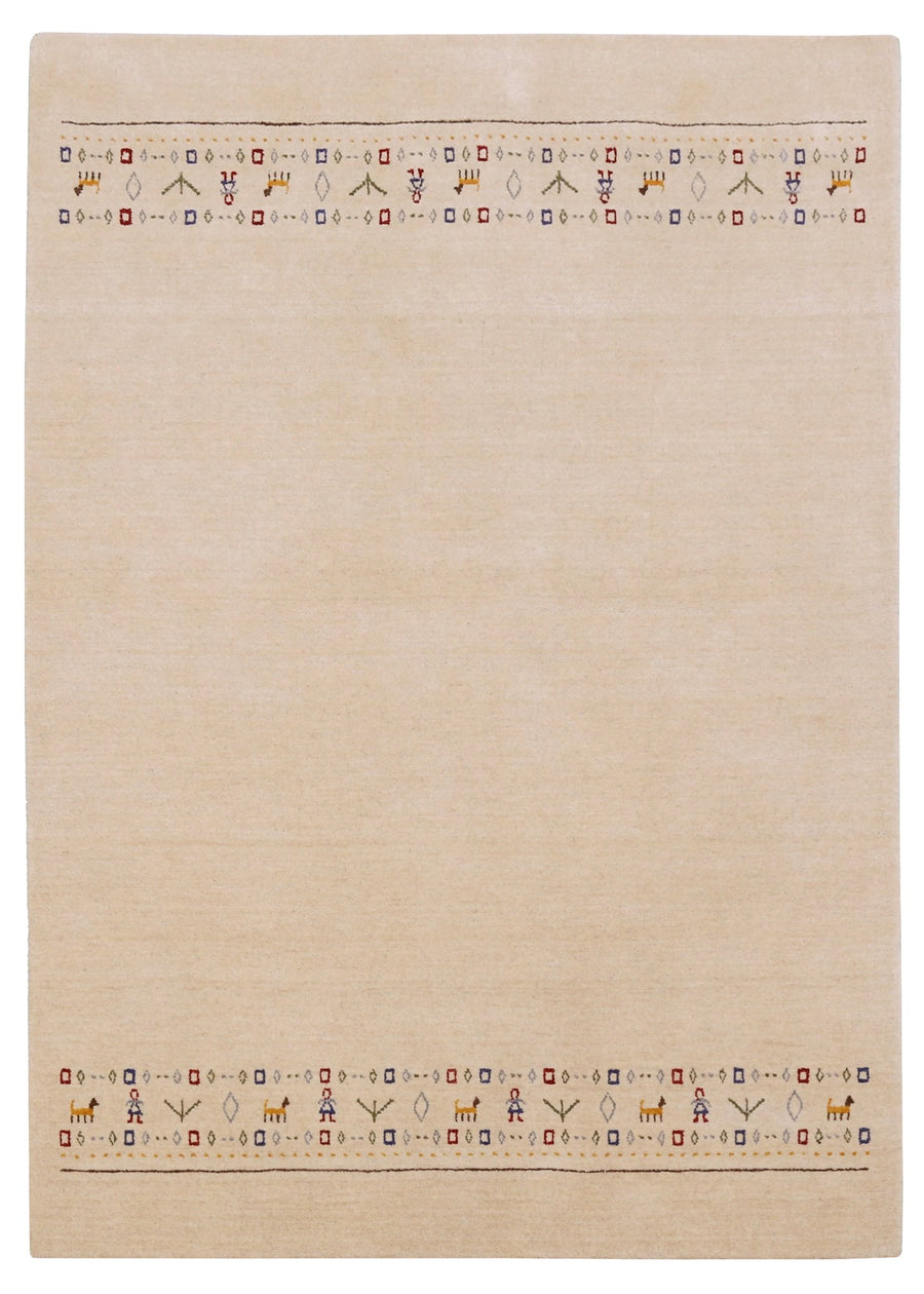 Tribal Border Ivory Design Hand Loomed Wool Area Rug - The Rug Decor