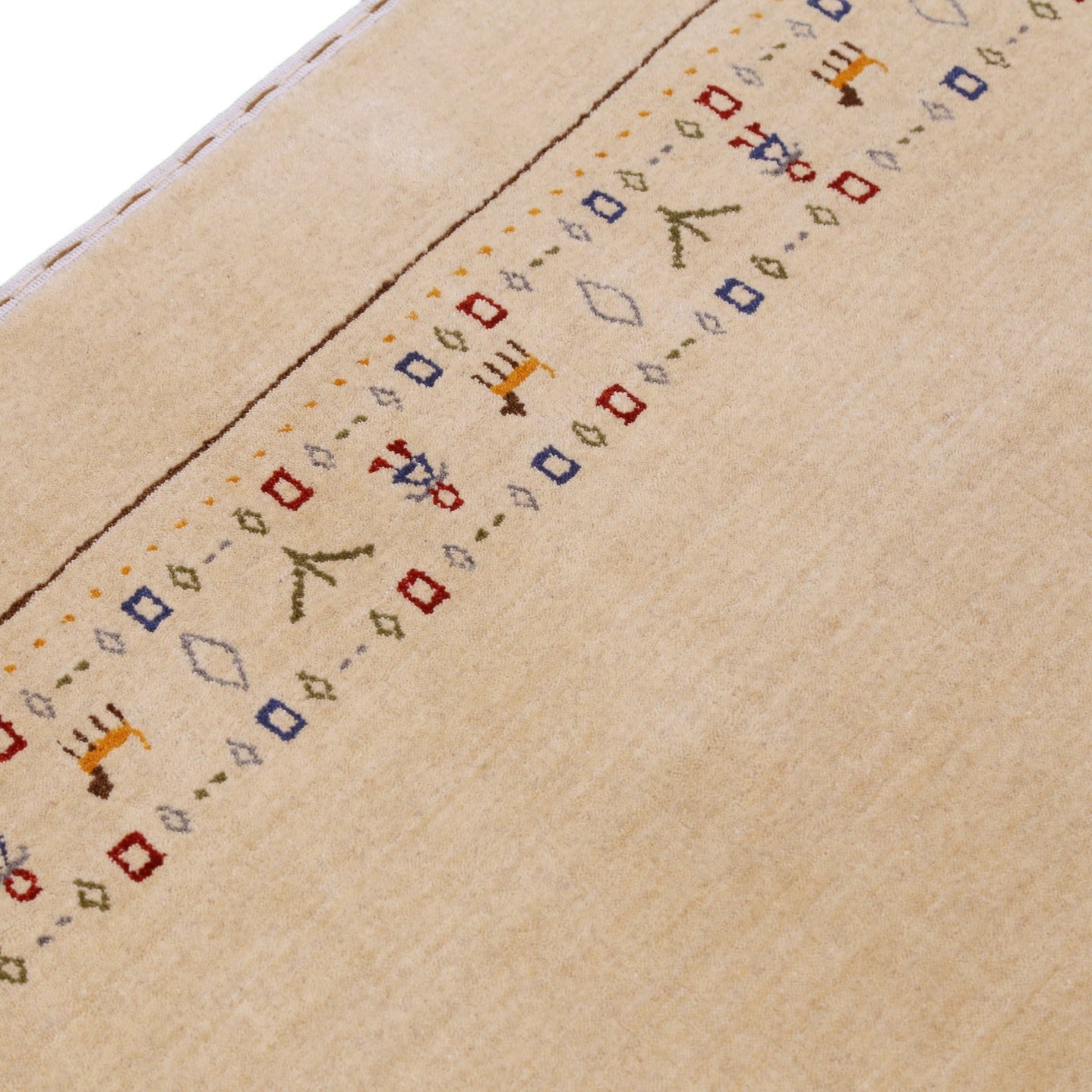 Tribal Border Ivory Design Hand Loomed Wool Area Rug - The Rug Decor