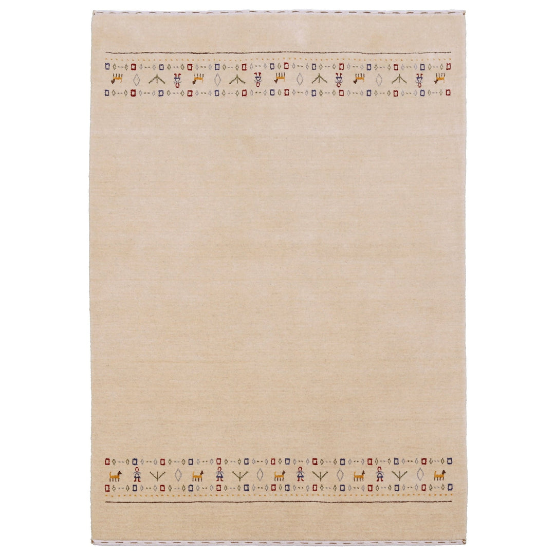 Tribal Border Ivory Design Hand Loomed Wool Area Rug - The Rug Decor