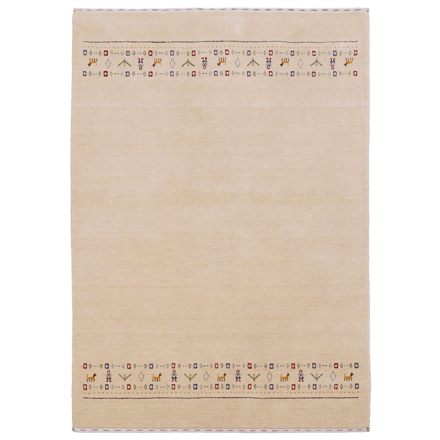 Tribal Border Ivory Design Hand Loomed Wool Area Rug - The Rug Decor