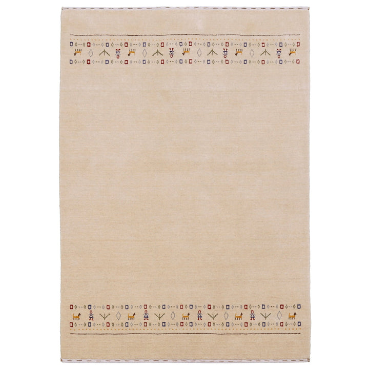 Tribal Border Ivory Design Hand Loomed Wool Area Rug - The Rug Decor