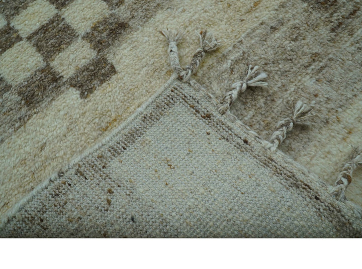 Tribal Custom Made Contemporary Beige Hand knotted Wool Area Rug - The Rug Decor