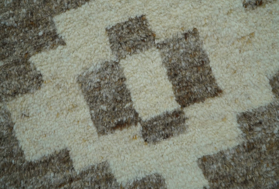 Tribal Custom Made Contemporary Beige Hand knotted Wool Area Rug - The Rug Decor