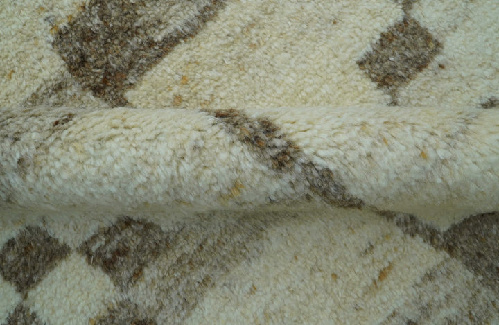 Tribal Custom Made Contemporary Beige Hand knotted Wool Area Rug - The Rug Decor