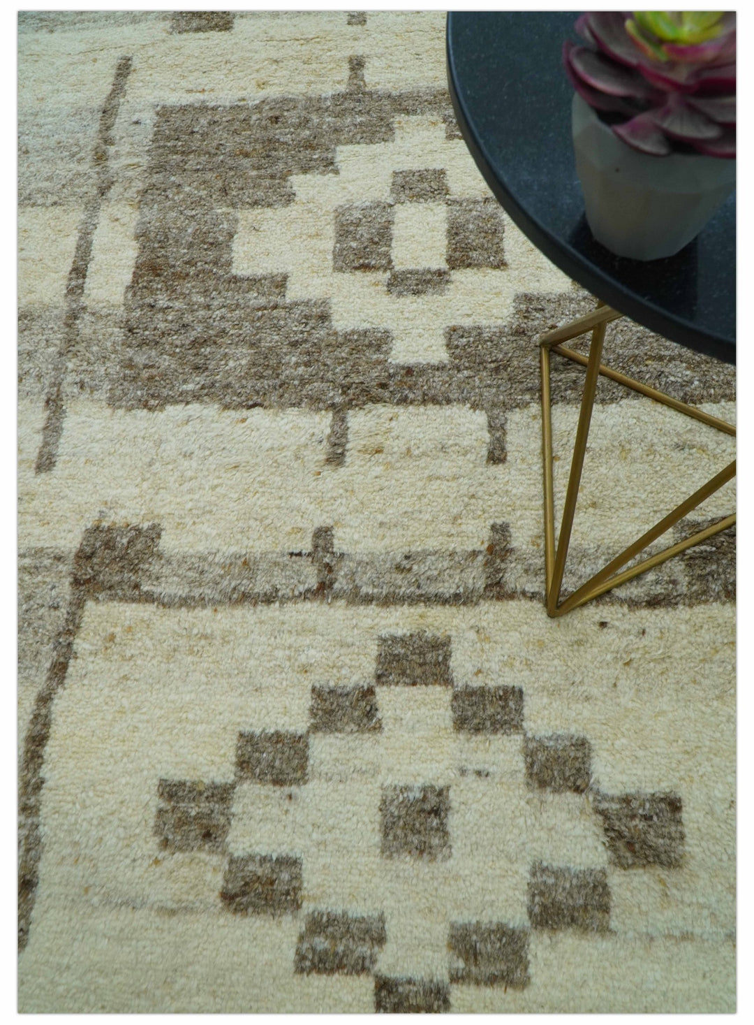 Tribal Custom Made Contemporary Beige Hand knotted Wool Area Rug - The Rug Decor