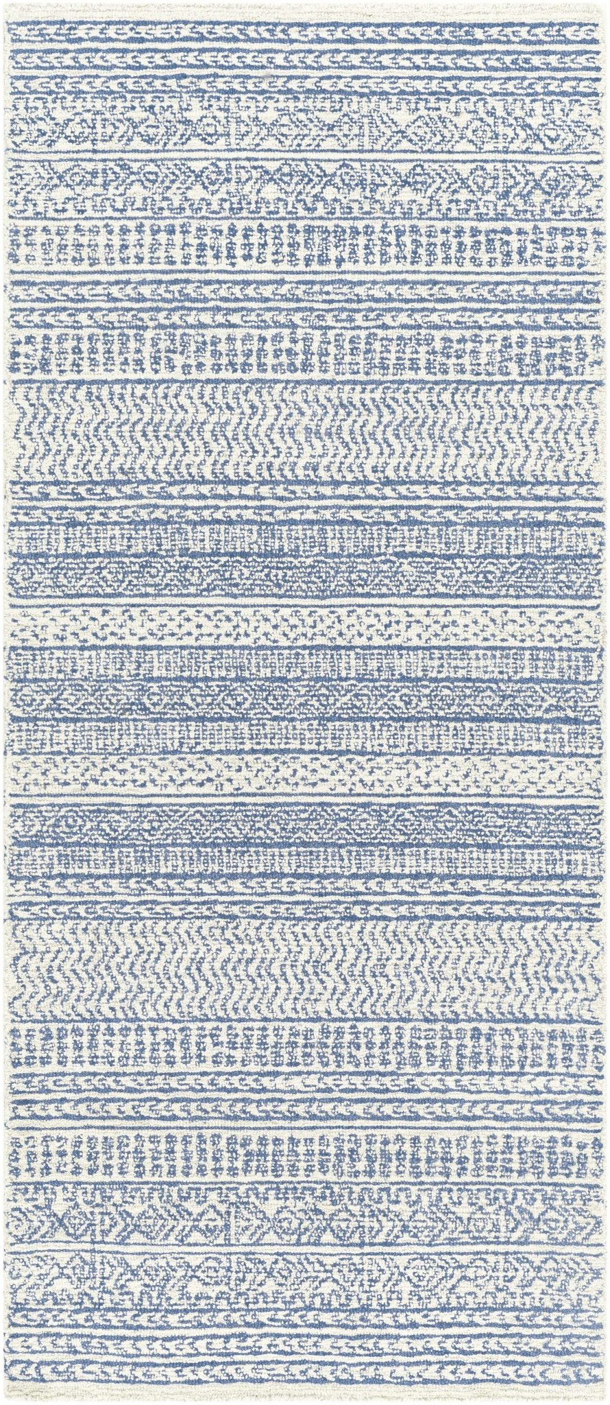 Tribal Design Blue and Ivory Hand Tufted Stripes design multi Size wool area Rug - The Rug Decor