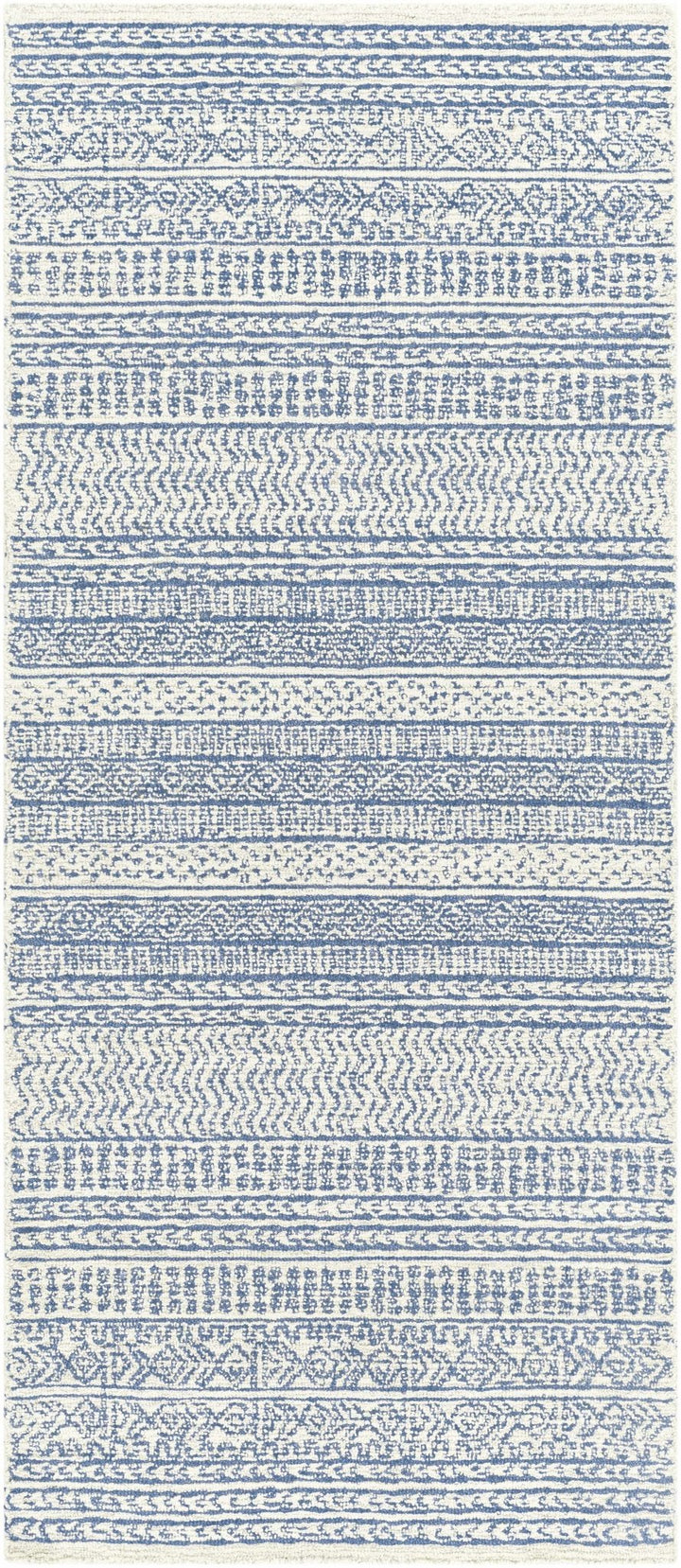 Tribal Design Blue and Ivory Hand Tufted Stripes design multi Size wool area Rug - The Rug Decor