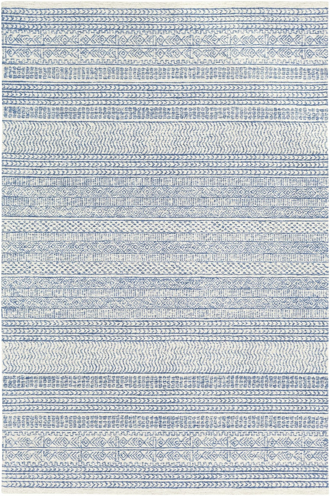 Tribal Design Blue and Ivory Hand Tufted Stripes design multi Size wool area Rug - The Rug Decor