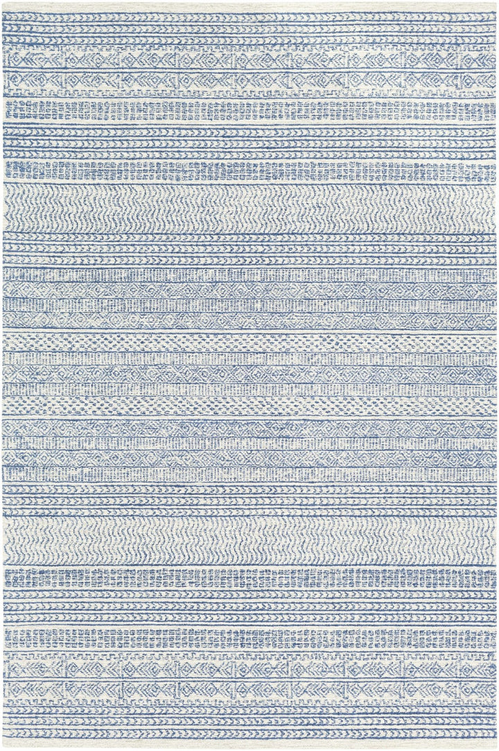 Tribal Design Blue and Ivory Hand Tufted Stripes design multi Size wool area Rug - The Rug Decor