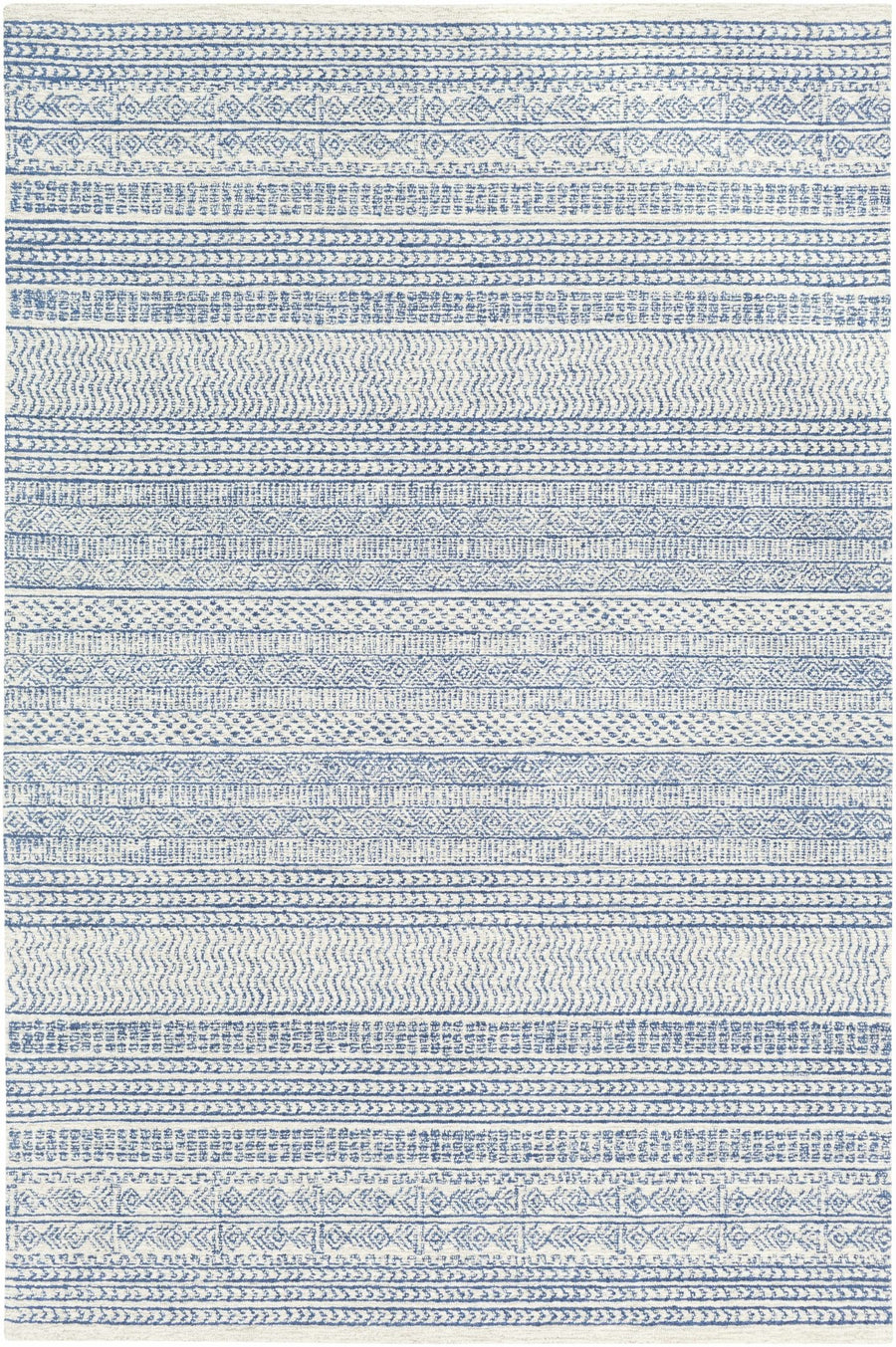 Tribal Design Blue and Ivory Hand Tufted Stripes design multi Size wool area Rug - The Rug Decor