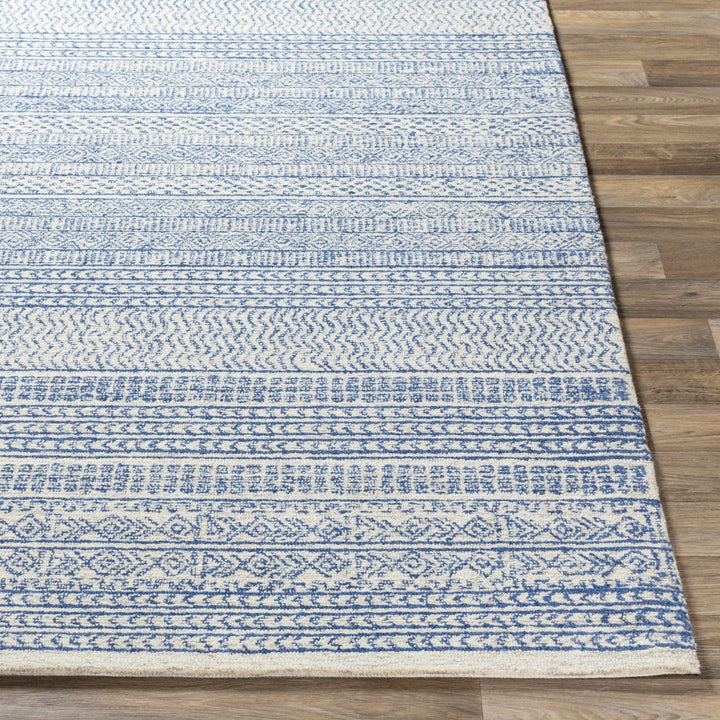 Tribal Design Blue and Ivory Hand Tufted Stripes design multi Size wool area Rug - The Rug Decor
