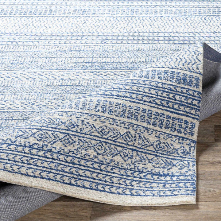 Tribal Design Blue and Ivory Hand Tufted Stripes design multi Size wool area Rug - The Rug Decor