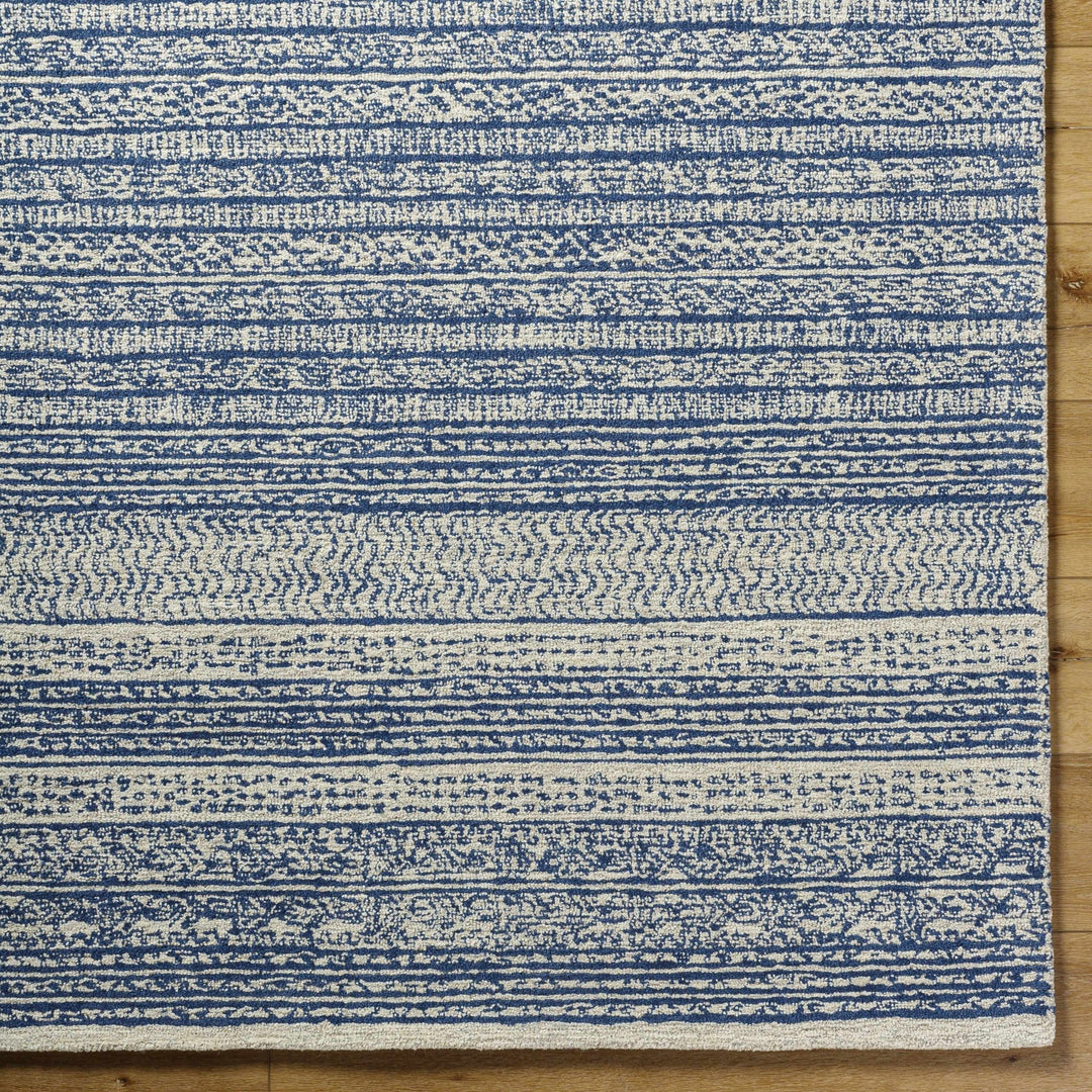 Tribal Design Blue and Ivory Hand Tufted Stripes design multi Size wool area Rug - The Rug Decor