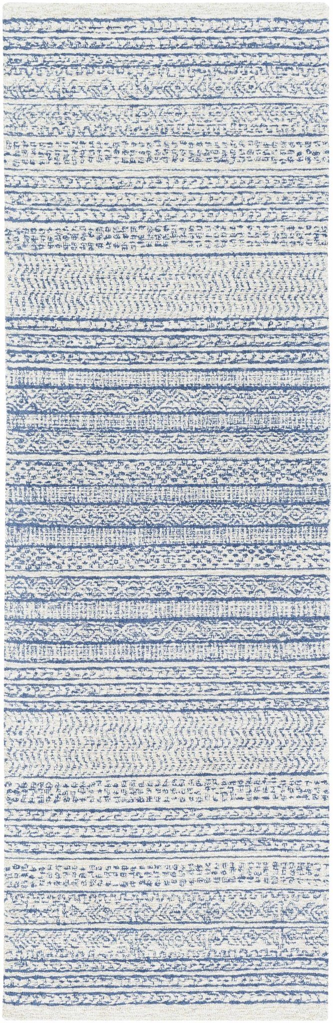 Tribal Design Blue and Ivory Hand Tufted Stripes design multi Size wool area Rug - The Rug Decor
