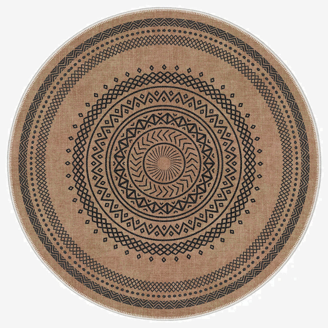 Tribal Design Brown Machine Washable Cotton Area Rug - The Rug Decor
