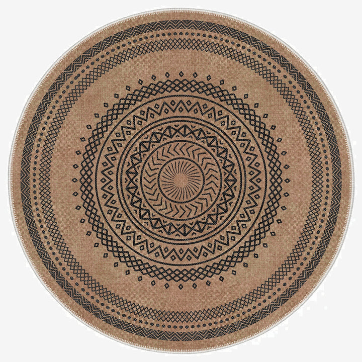 Tribal Design Brown Machine Washable Cotton Area Rug - The Rug Decor