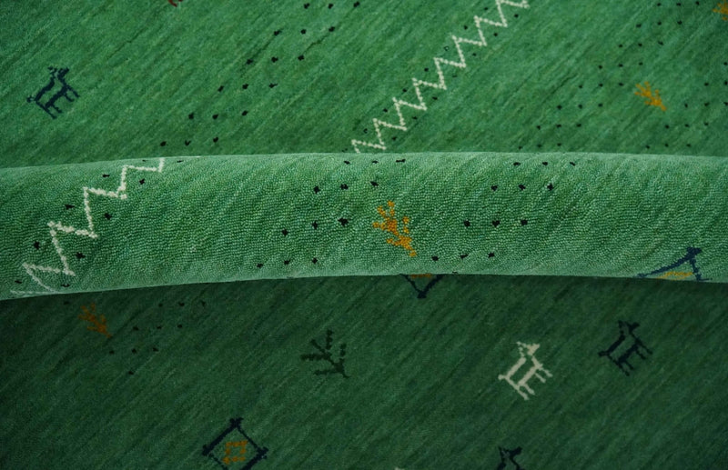 Tribal Design Green Traditional Hand loom 4.6x7 Wool Area Rug - The Rug Decor