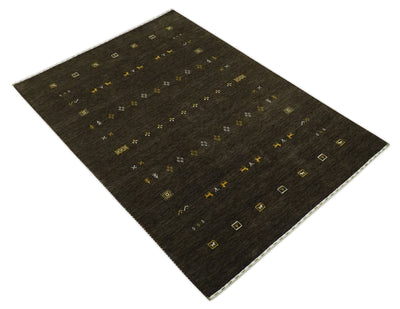 Tribal Design Greenish-Brown Traditional Hand loom 4.6x7 Wool Area Rug - The Rug Decor