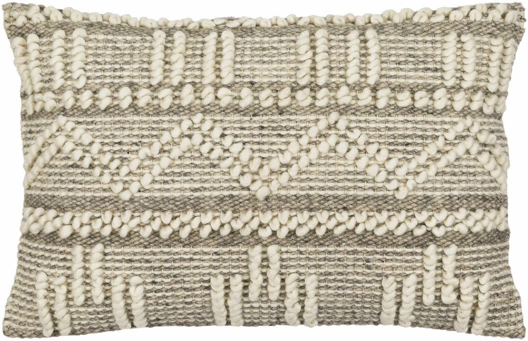 Tribal Design Ivory and Charcoal cable knit Pattern Wool and Cotton Throw and Lumbar Pillow Cover - The Rug Decor