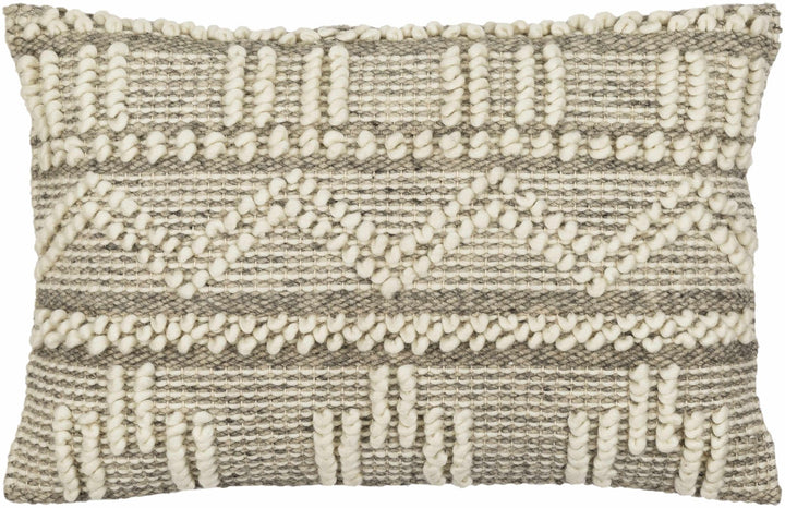 Tribal Design Ivory and Charcoal cable knit Pattern Wool and Cotton Throw and Lumbar Pillow Cover - The Rug Decor