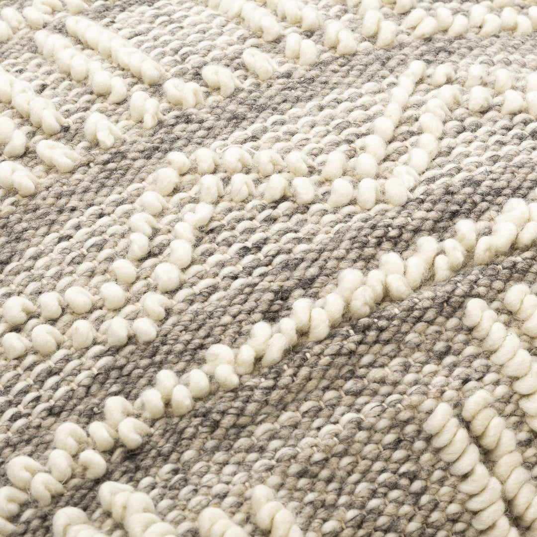 Tribal Design Ivory and Charcoal cable knit Pattern Wool and Cotton Throw and Lumbar Pillow Cover - The Rug Decor