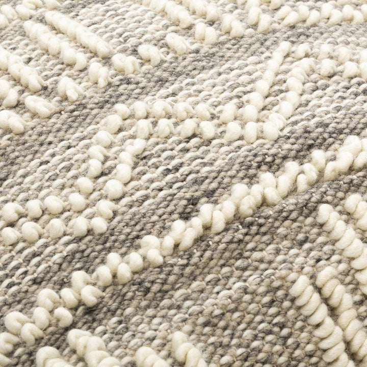 Tribal Design Ivory and Charcoal cable knit Pattern Wool and Cotton Throw and Lumbar Pillow Cover - The Rug Decor