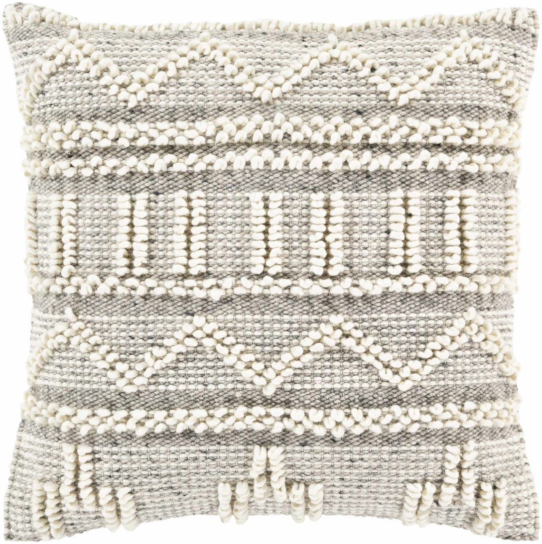 Tribal Design Ivory and Charcoal cable knit Pattern Wool and Cotton Throw and Lumbar Pillow Cover - The Rug Decor
