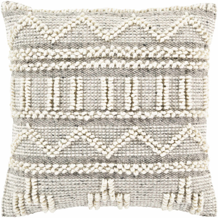 Tribal Design Ivory and Charcoal cable knit Pattern Wool and Cotton Throw and Lumbar Pillow Cover - The Rug Decor