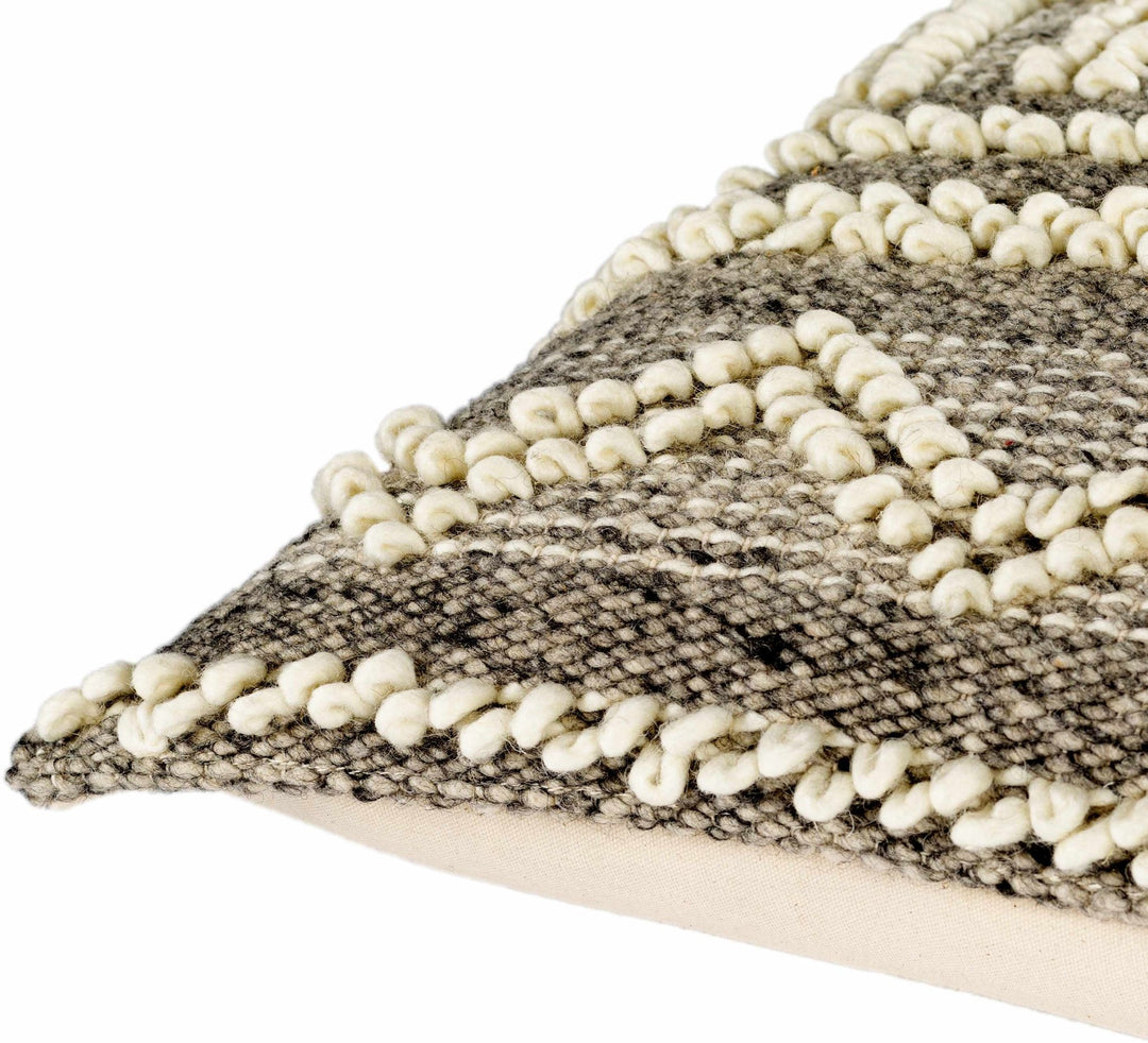Tribal Design Ivory and Charcoal cable knit Pattern Wool and Cotton Throw and Lumbar Pillow Cover - The Rug Decor