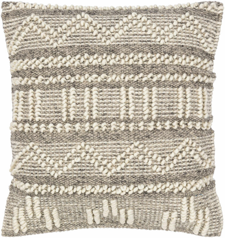 Tribal Design Ivory and Charcoal cable knit Pattern Wool and Cotton Throw and Lumbar Pillow Cover - The Rug Decor