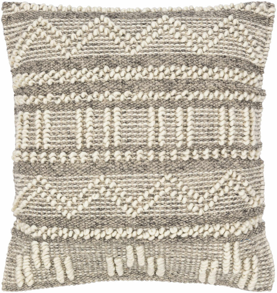 Tribal Design Ivory and Charcoal cable knit Pattern Wool and Cotton Throw and Lumbar Pillow Cover - The Rug Decor