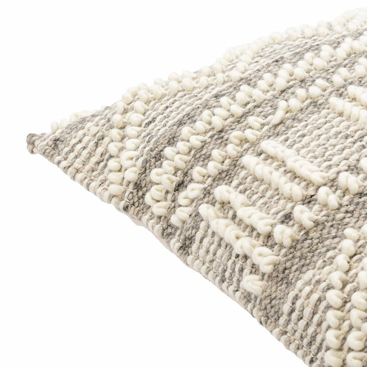 Tribal Design Ivory and Charcoal cable knit Pattern Wool and Cotton Throw and Lumbar Pillow Cover - The Rug Decor