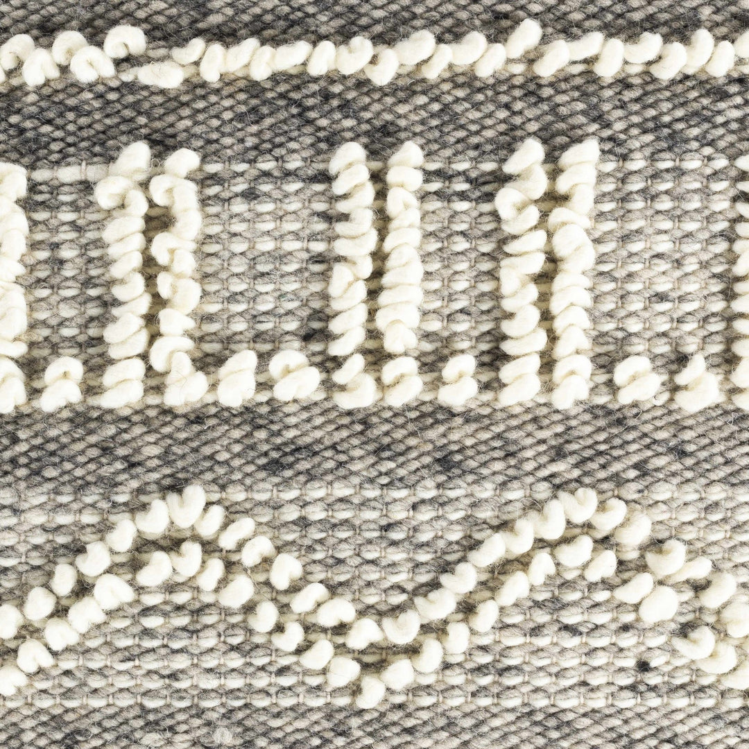 Tribal Design Ivory and Charcoal cable knit Pattern Wool and Cotton Throw and Lumbar Pillow Cover - The Rug Decor