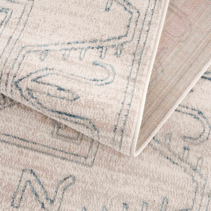 Tribal Design Light Peach and Teal Area Rug - The Rug Decor