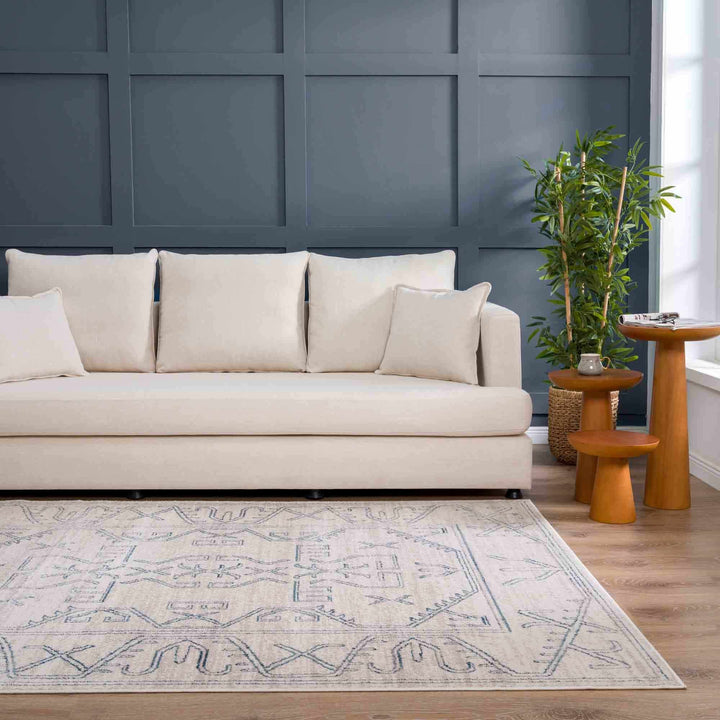 Tribal Design Light Peach and Teal Area Rug - The Rug Decor