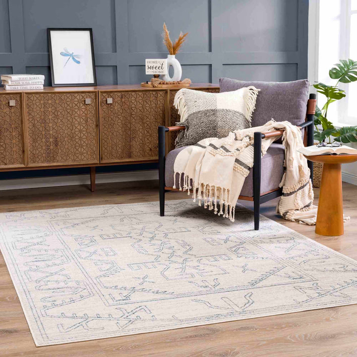 Tribal Design Light Peach and Teal Area Rug - The Rug Decor