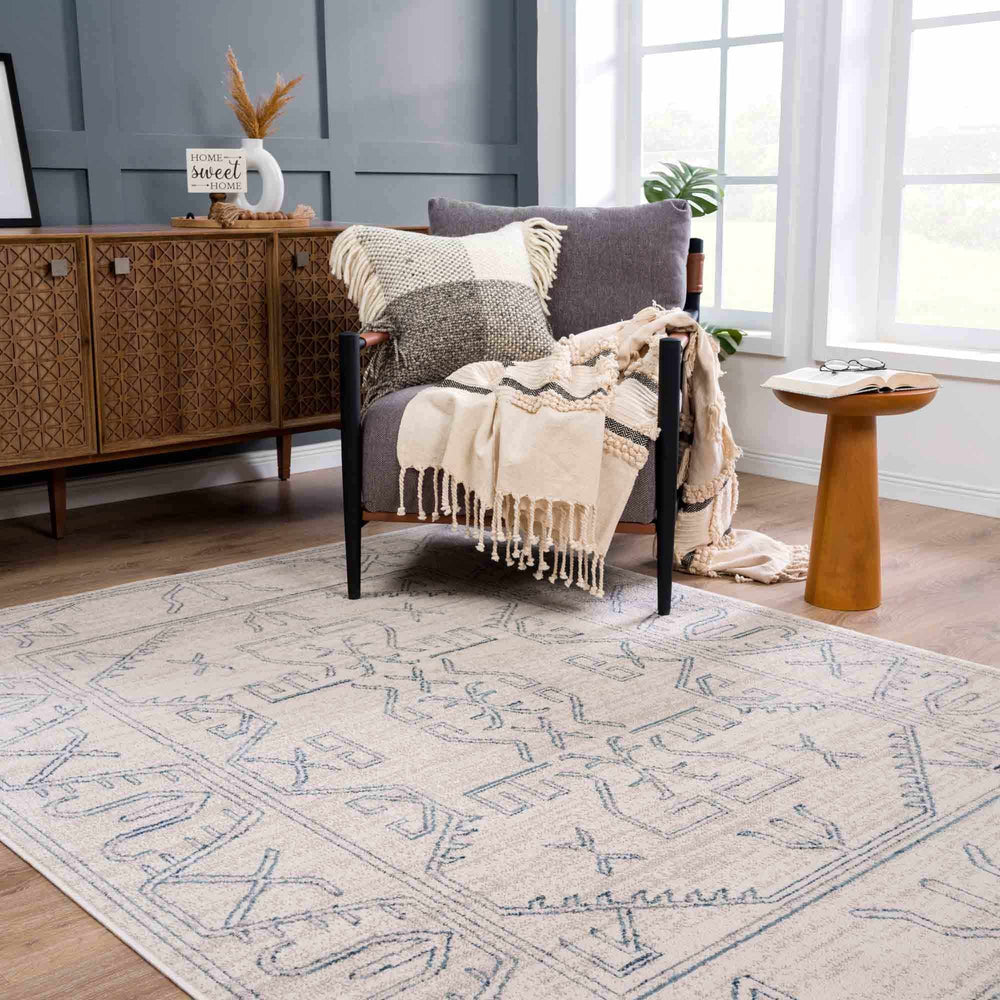 Tribal Design Light Peach and Teal Area Rug - The Rug Decor