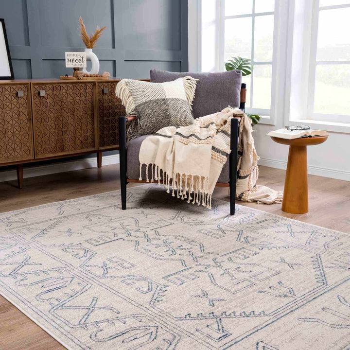 Tribal Design Light Peach and Teal Area Rug - The Rug Decor