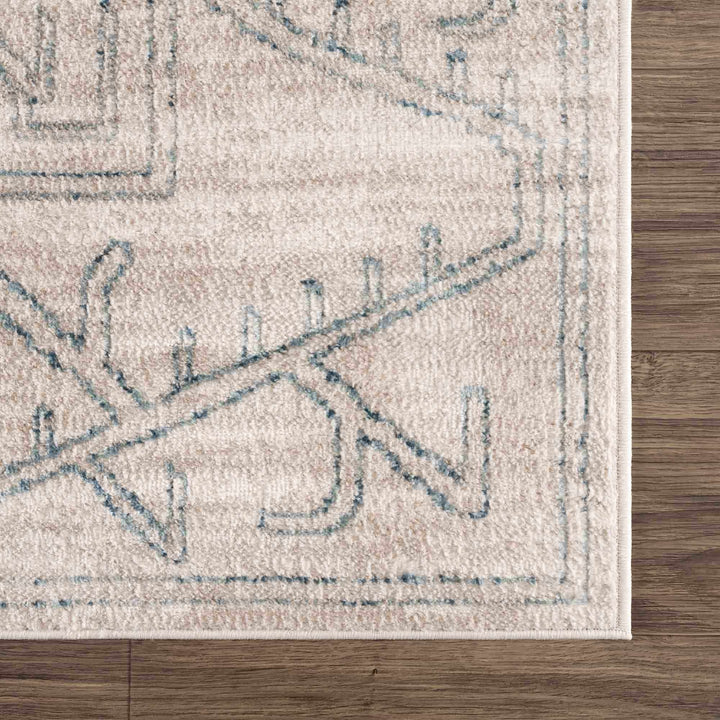 Tribal Design Light Peach and Teal Area Rug - The Rug Decor