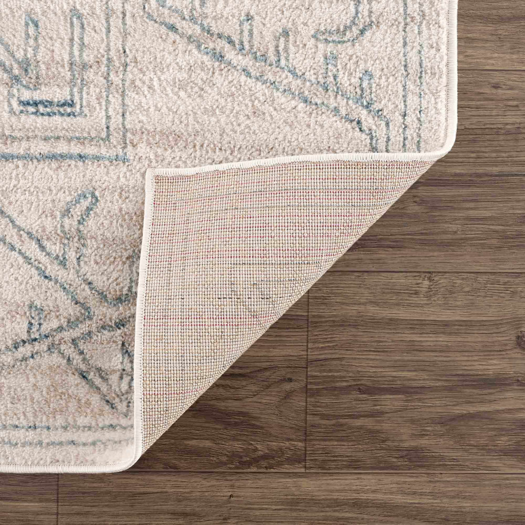 Tribal Design Light Peach and Teal Area Rug - The Rug Decor