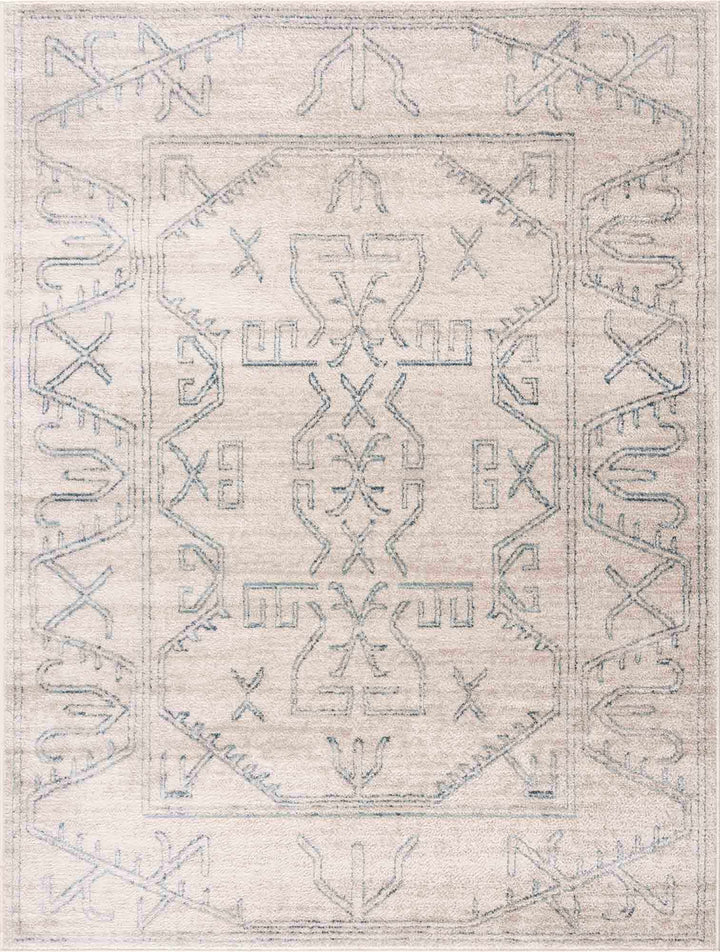 Tribal Design Light Peach and Teal Area Rug - The Rug Decor