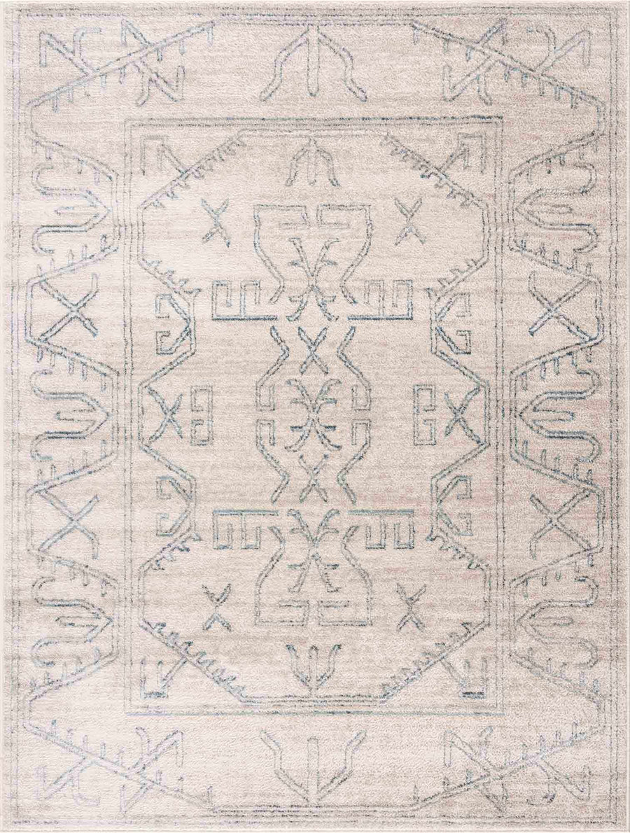 Tribal Design Light Peach and Teal Area Rug - The Rug Decor