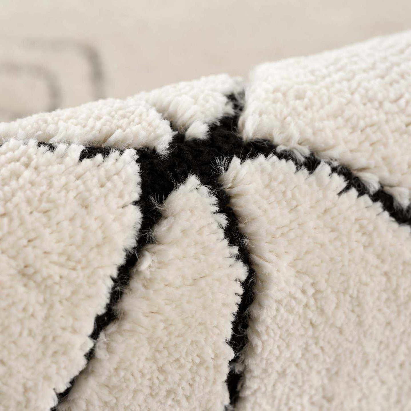 Tribal look Ivory and Black plush pile Texture Area Rug - The Rug Decor