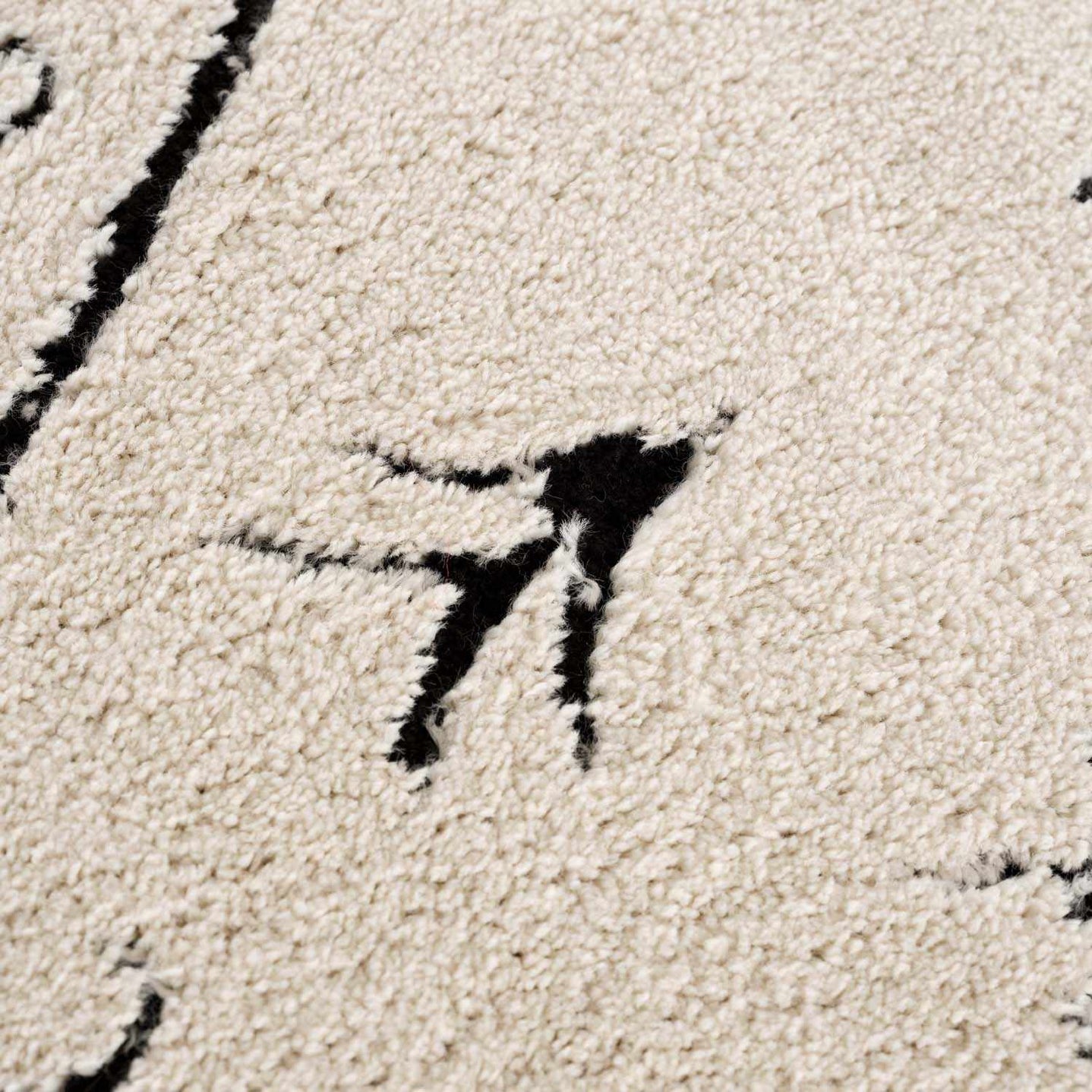 Tribal look Ivory and Black plush pile Texture Area Rug - The Rug Decor