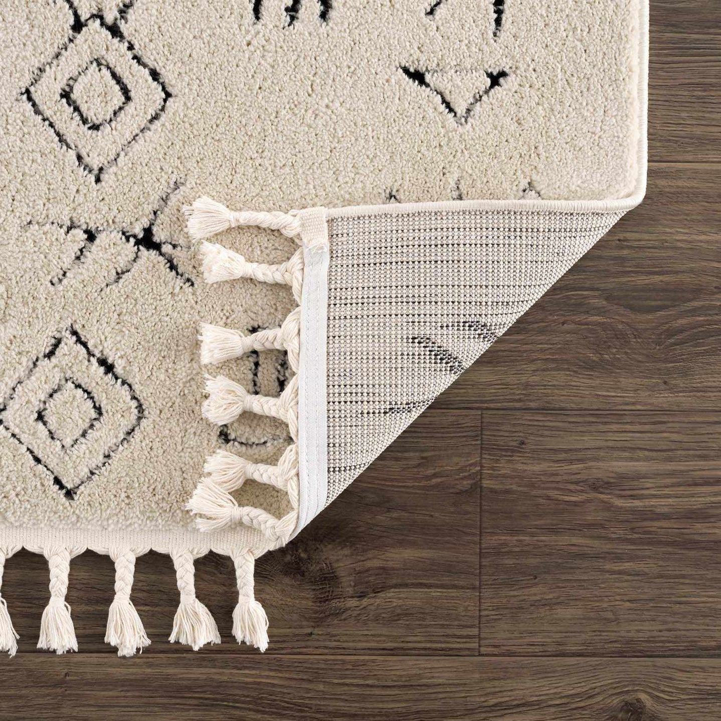Tribal look Ivory and Black plush pile Texture Area Rug - The Rug Decor